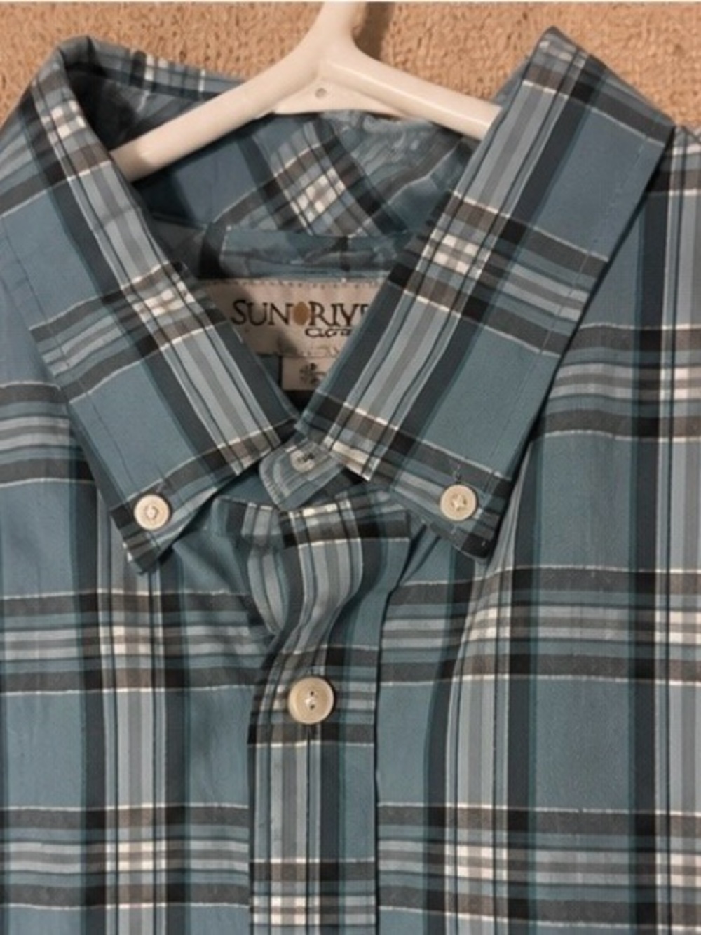 Sun River Clothing Co Men’s XL Blue Plaid Short Sleeve Button Down Shirt